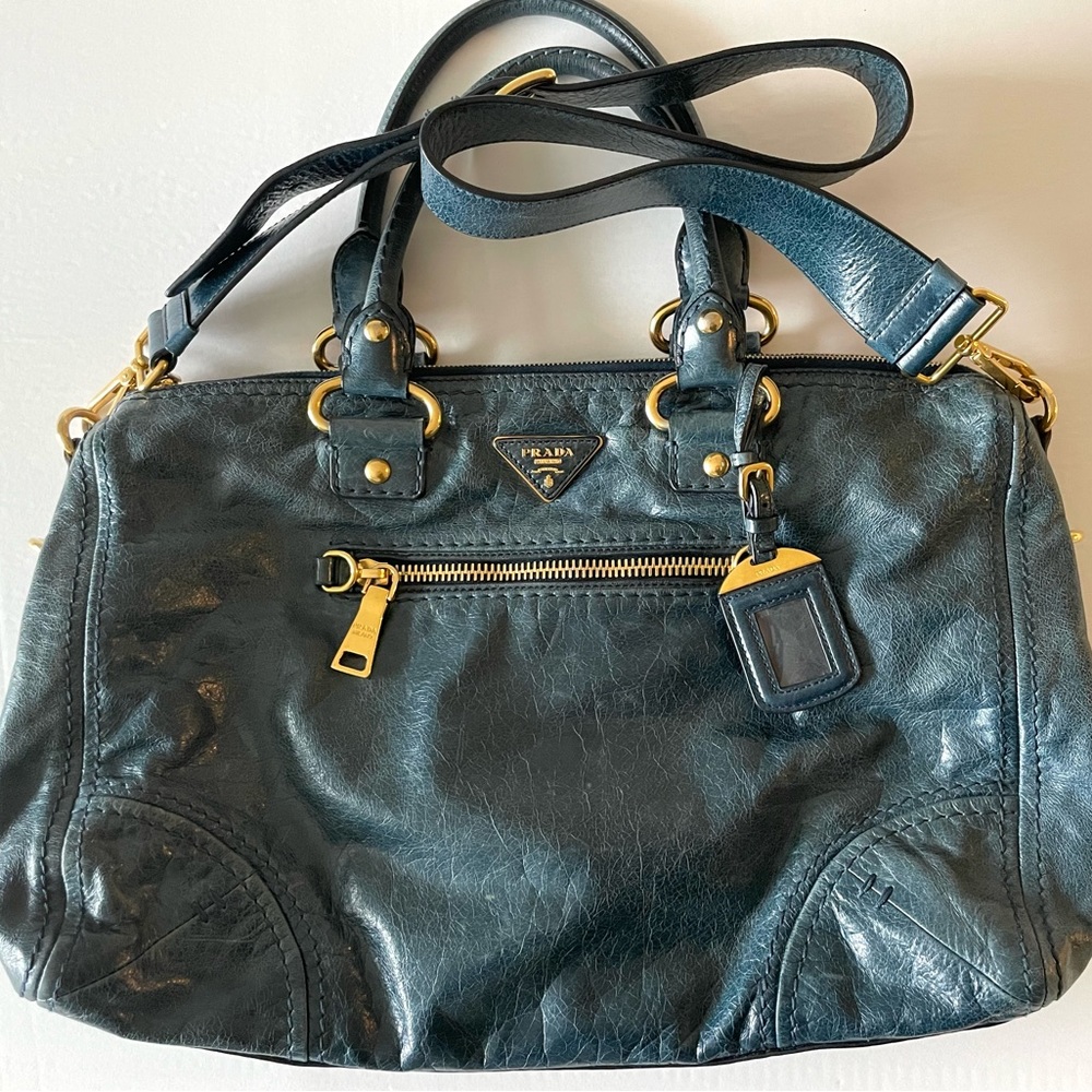 Denim blue Prada handbag